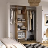 AURDAL Wardrobe combination, oak veneer/white, 68 1/2-94 1/2x15 3/4x87 "
