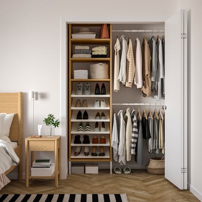 AURDAL Wardrobe combination, oak veneer/white, 47 1/4-60 1/4x15 3/4x87 "