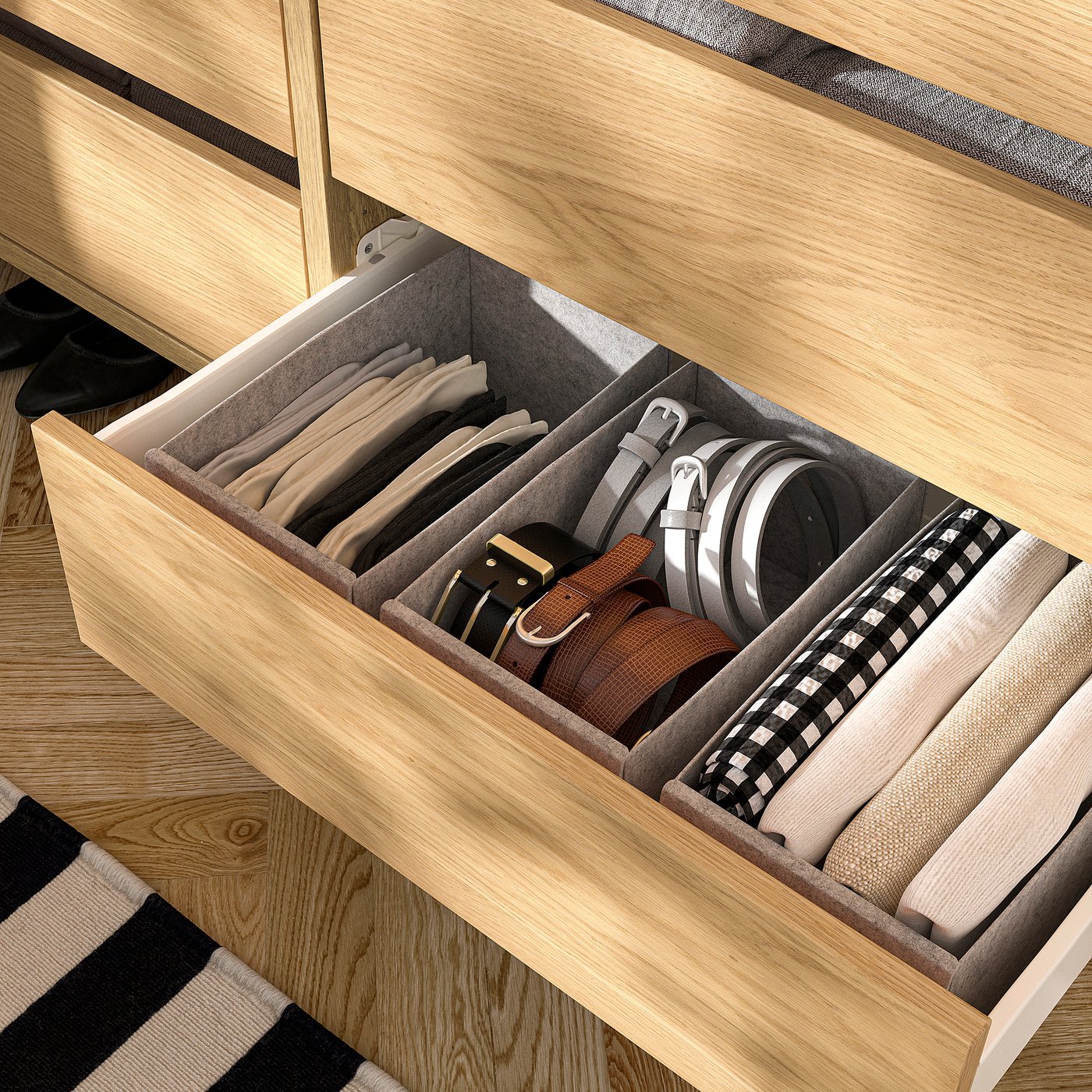 AURDAL wardrobe combination, oak veneer/white, 250x40x221 cm (983