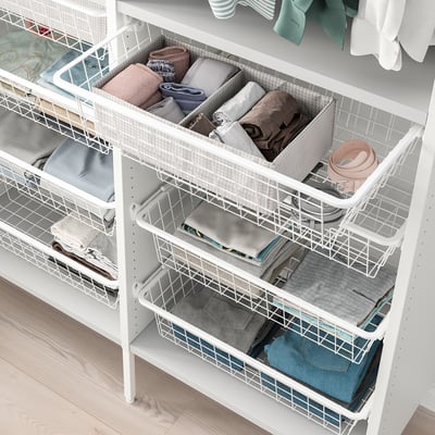 AURDAL Wire basket with pull-out rail, white, 22 1/4x15 3/4 "