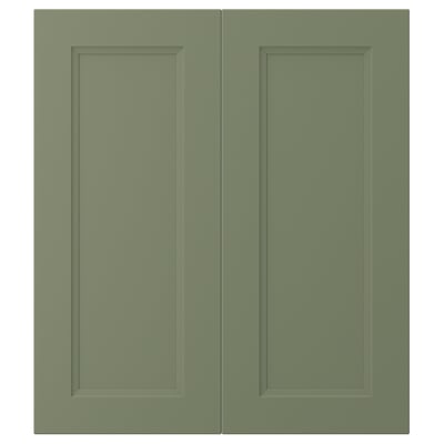 AXSTAD 2-p door/corner base cabinet set, gray-green, 13x30 "