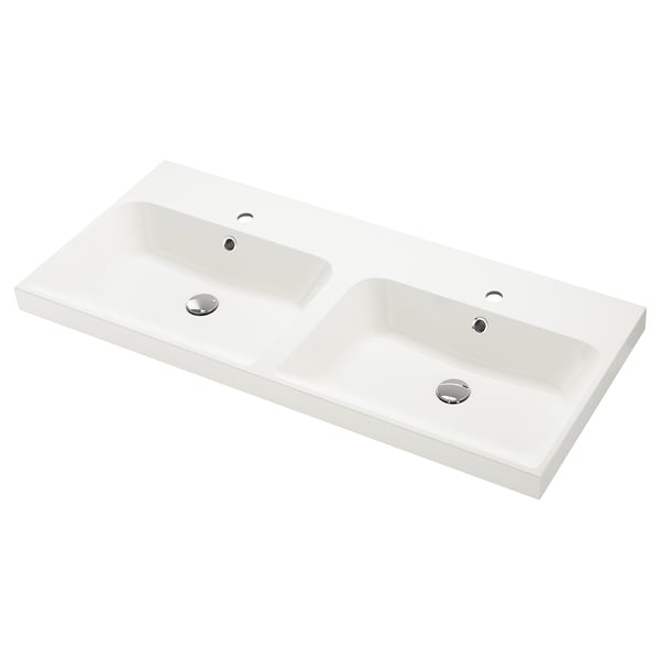 BACKSJÖN Double sink, white, 48 1/8x21 "