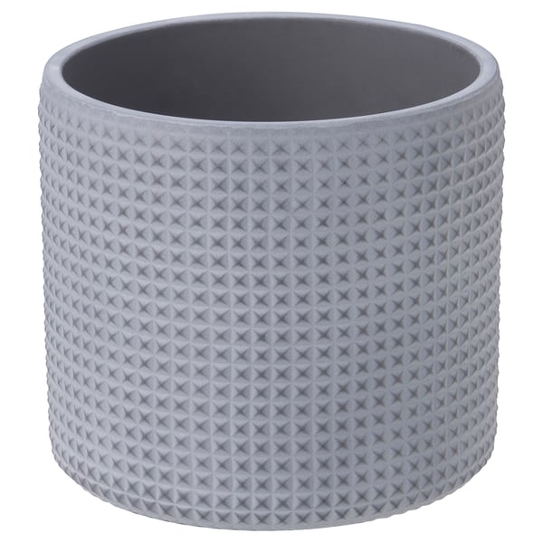 BÄCKDRÅG Plant pot, dotted surface/white gray, 4 ¾ "