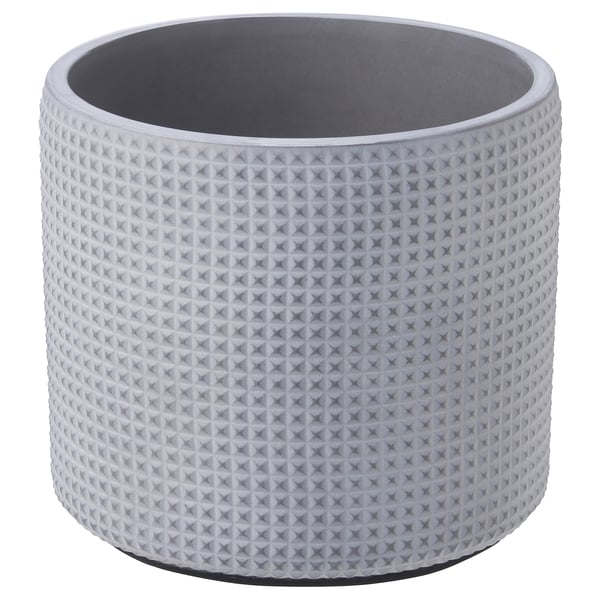 BÄCKDRÅG Plant pot, dotted surface/white gray, 6 "