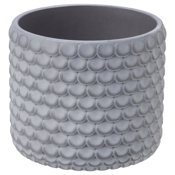 BÄCKDRÅG Plant pot, fish scale patterned/white gray, 3 ½ "
