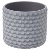 BÄCKDRÅG Plant pot, fish scale patterned/white gray, 3 ½ "