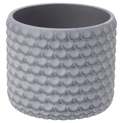 BÄCKDRÅG Plant pot, fish scale patterned/white gray, 3 ½ "
