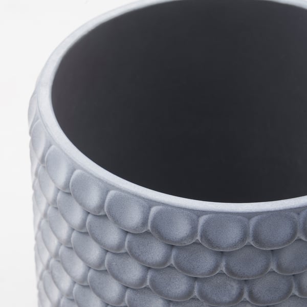 BÄCKDRÅG Plant pot, fish scale patterned/white gray, 4 ¾ "