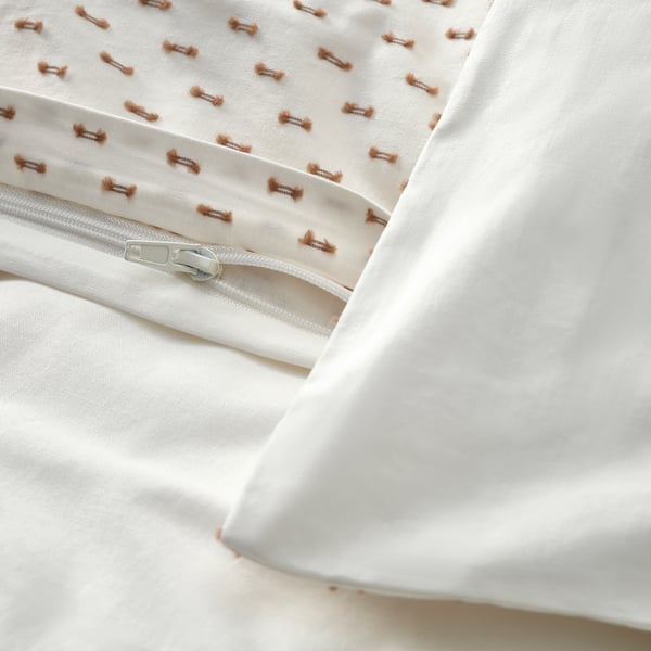 BANDKNIPPE Duvet cover and pillowcase(s), white/beige, Twin