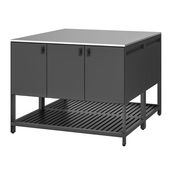 BÅTSKÄR Outdoor kitchen island, dark gray, 47 1/4x47 1/4 "