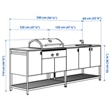 BÅTSKÄR Outdoor ktchn w chrcl bbq+sink unit, dark gray, 94 1/2x23 5/8 "