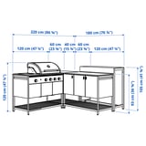 BÅTSKÄR Outdoor ktchn w gas bbq+bar table, dark gray, 86 5/8x70 7/8 "