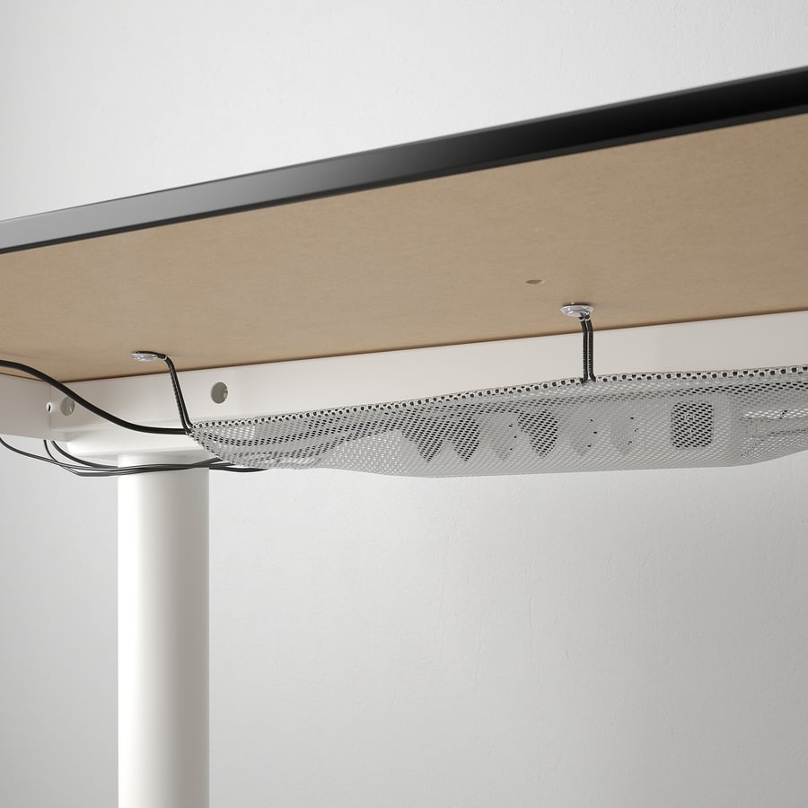 BEKANT desk sit/stand, black stained ash veneer/white, 120x80 cm (471