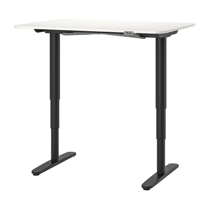 BEKANT desk sit/stand, white/black, 120x80 cm (471/4x311/2") IKEA CA