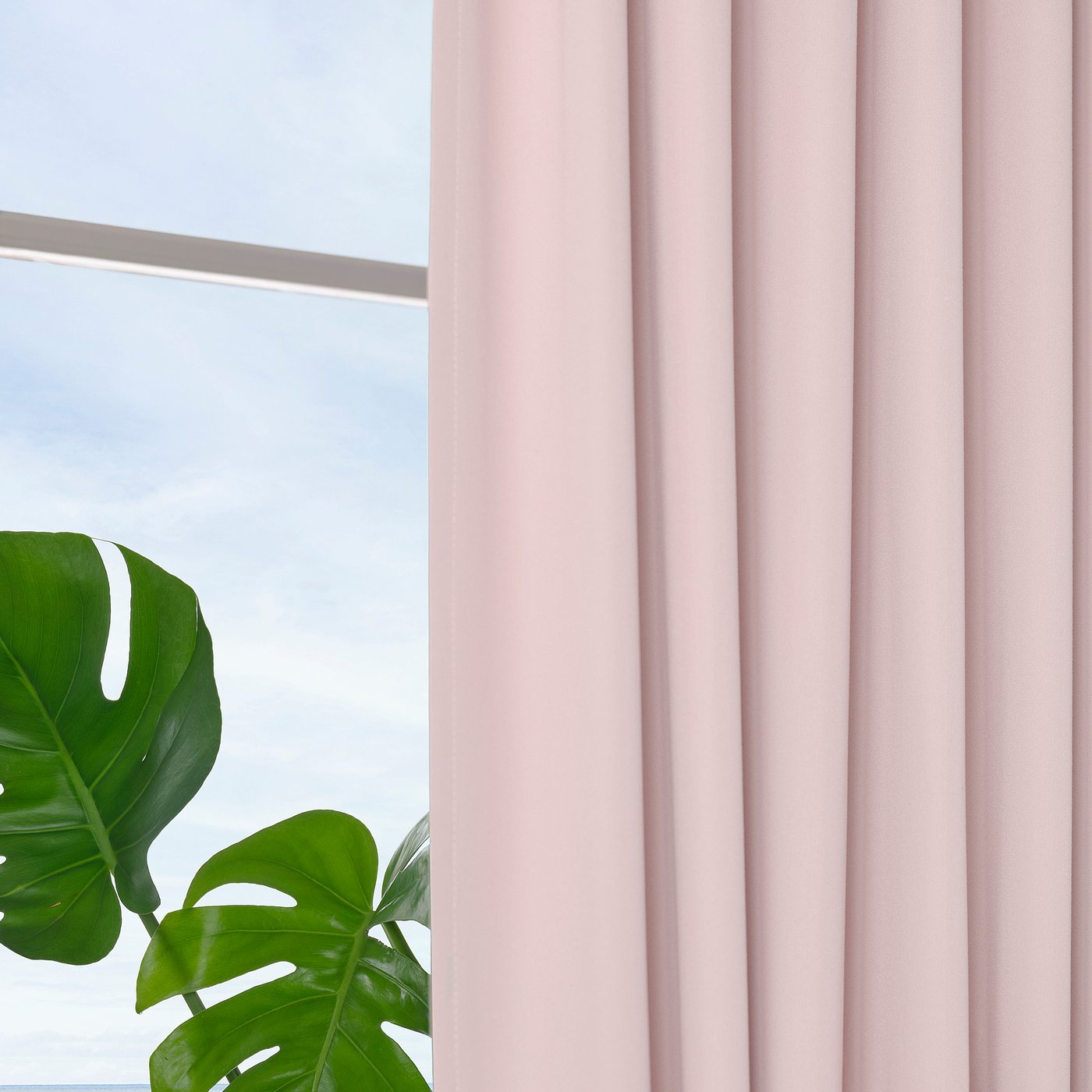BENGTA black-out curtain, 1 piece, light pink/with heading tape