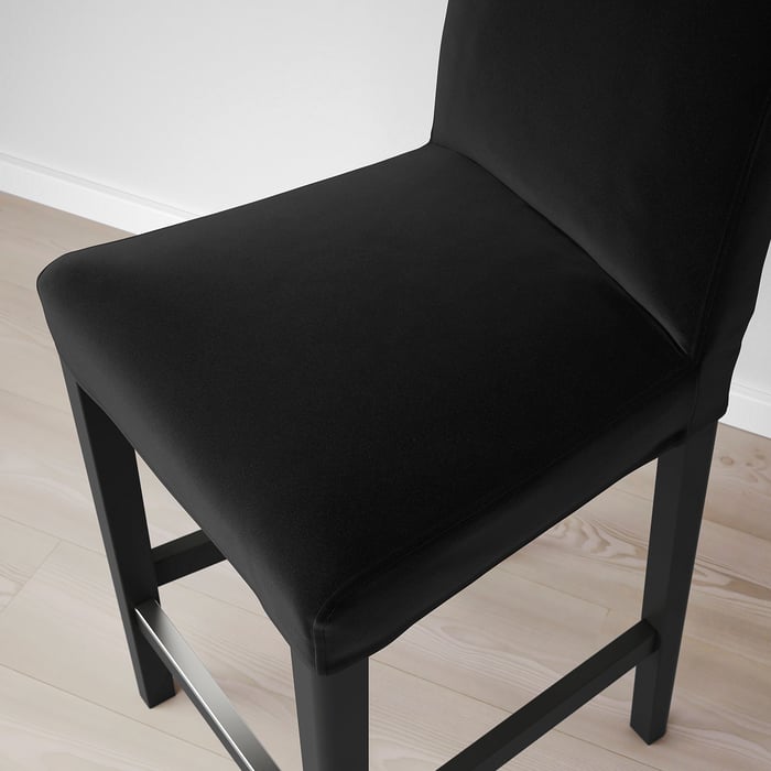 BERGMUND bar stool with backrest, black/Djuparp dark gray, 62 cm (243/8