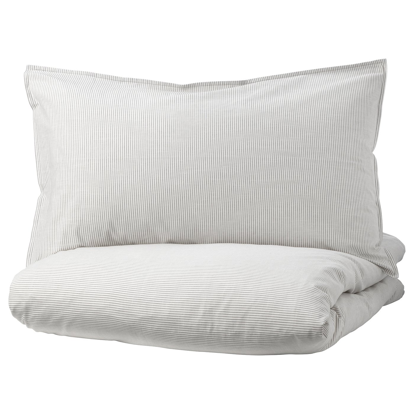 BERGPALM Duvet cover and pillowcase(s) - gray, stripe - IKEA