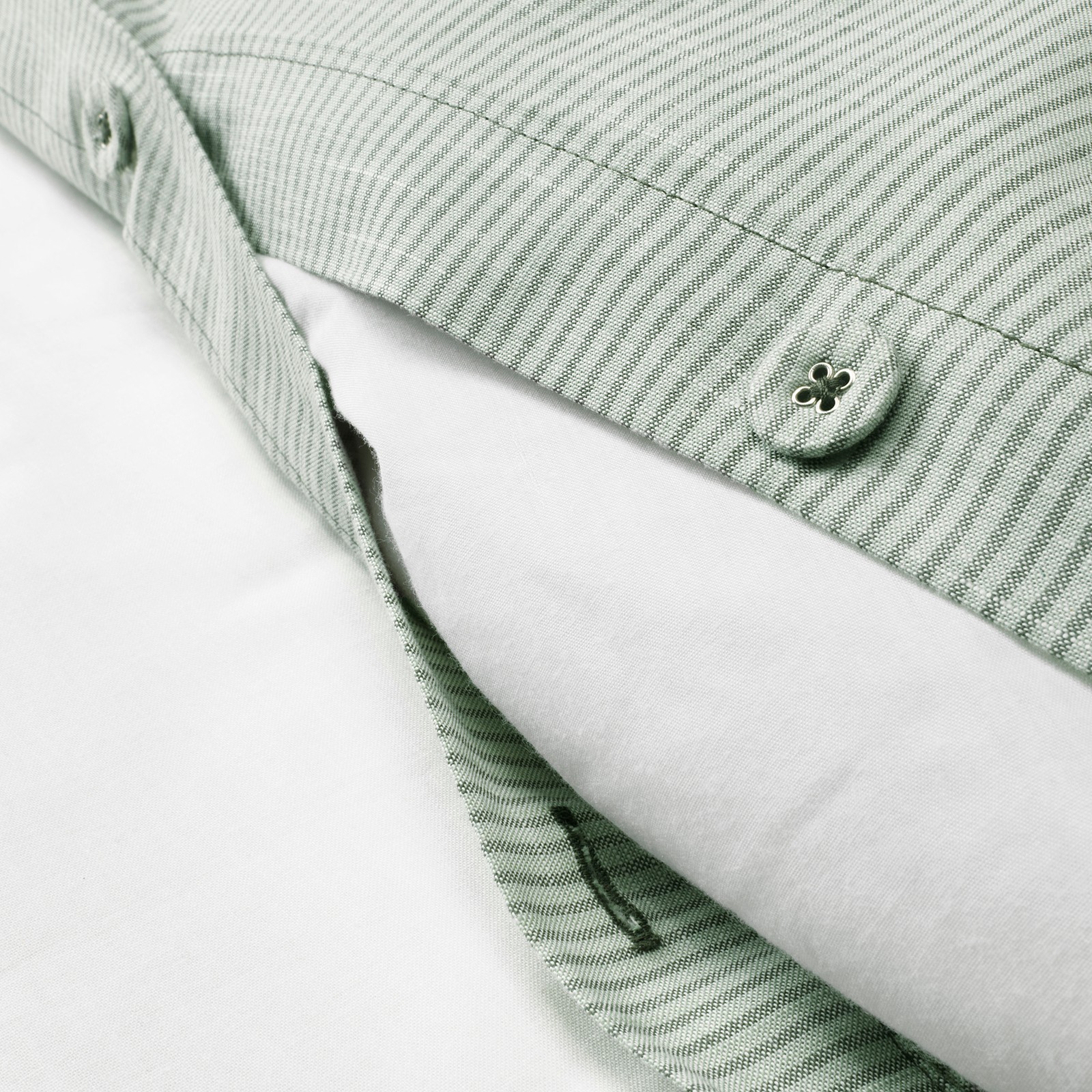 BERGPALM Duvet cover and pillowcase(s), green/stripe, King IKEA