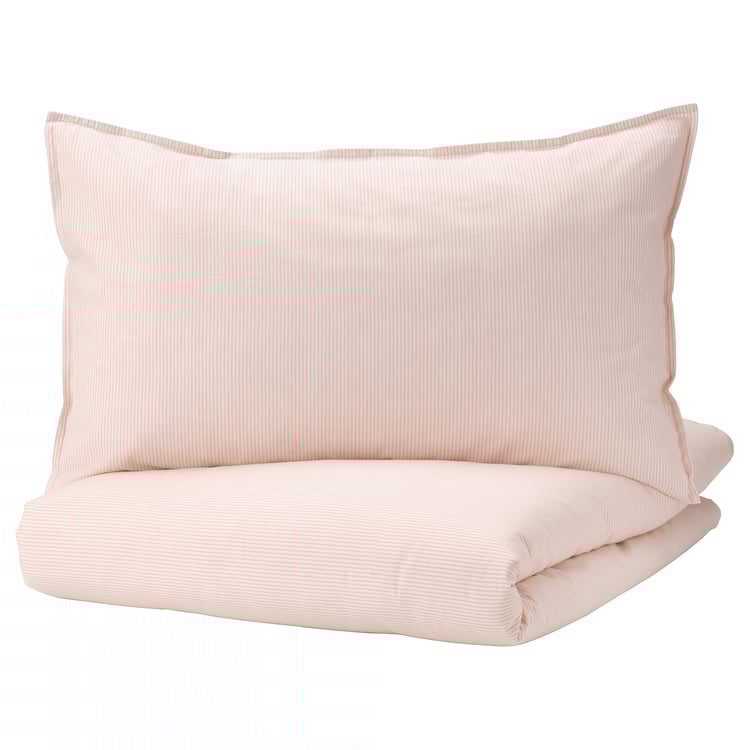 BERGPALM Duvet cover and pillowcase(s), light pink/stripe, Twin IKEA CA