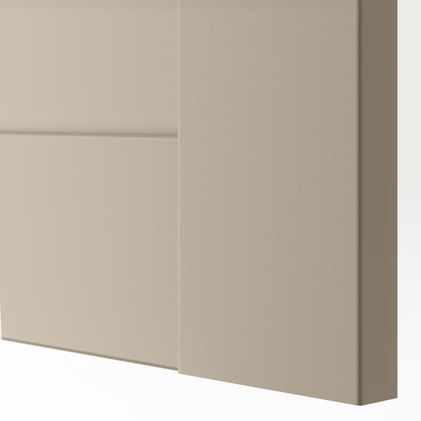 BERGSBO Door with hinges, gray-beige, 19 1/2x76 5/8 "