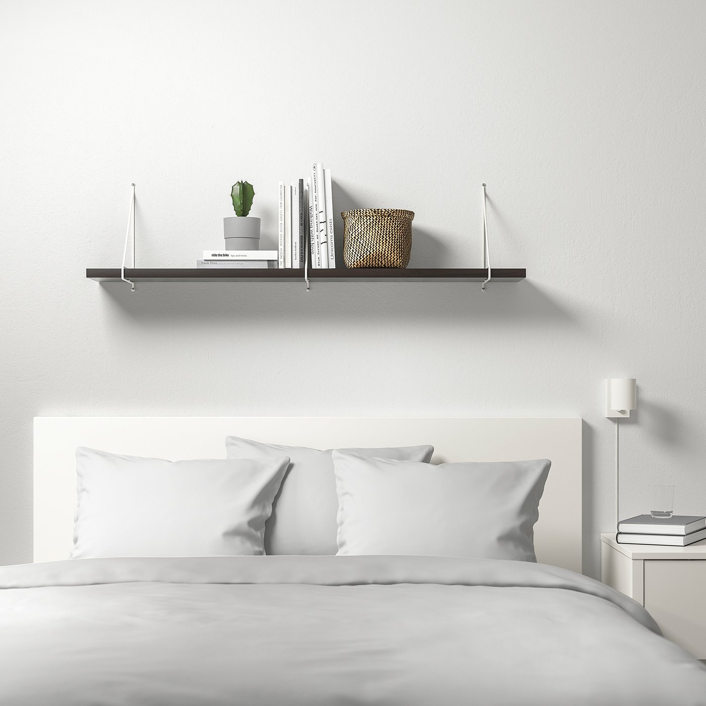 BERGSHULT / PERSHULT wall shelf, brown-black/white, 120x20 cm (471