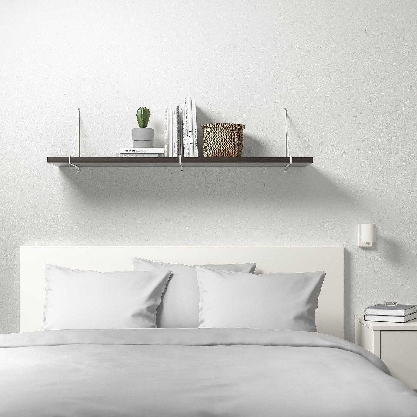 BERGSHULT / PERSHULT wall shelf, brown-black/white, 120x30 cm (471