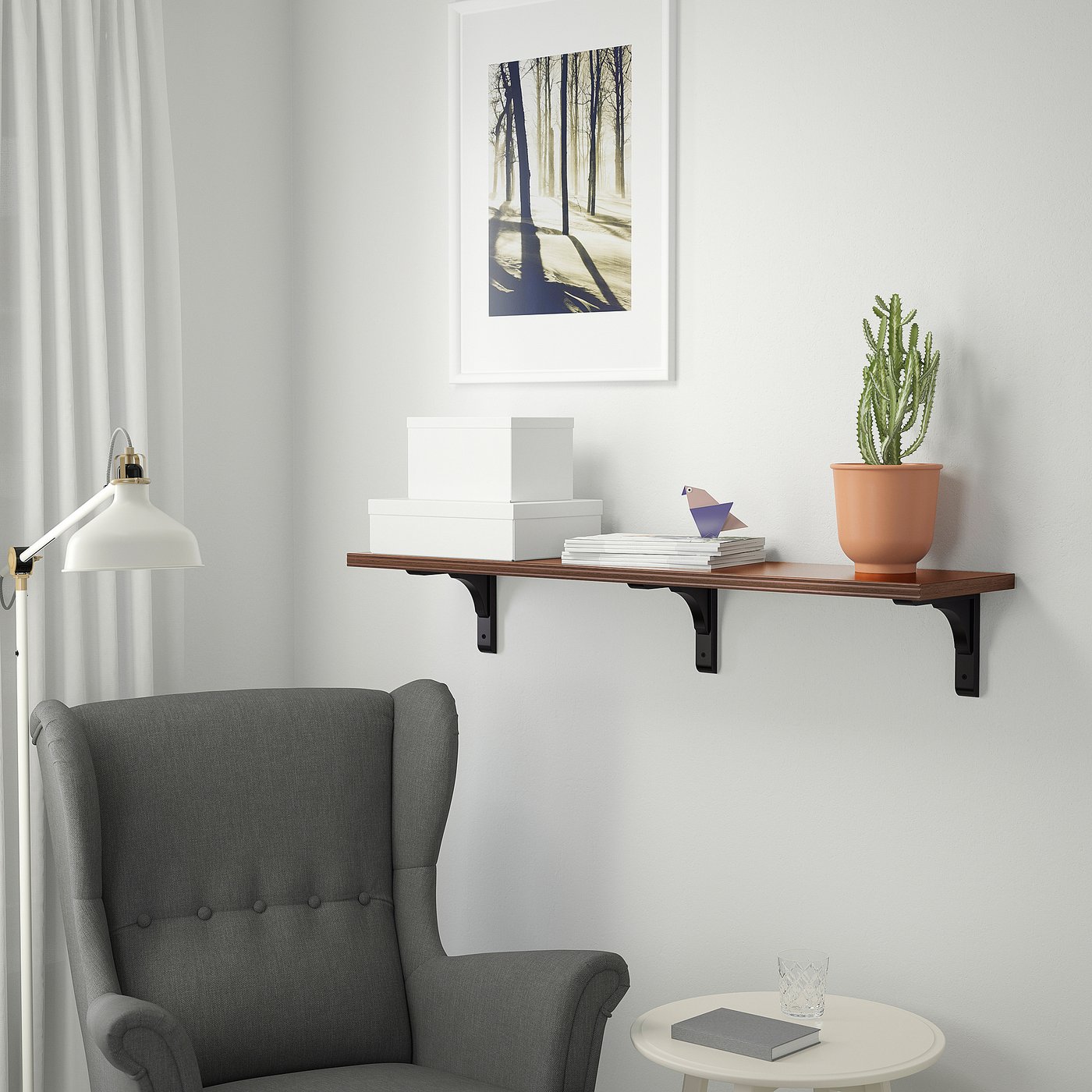 BERGSHULT shelf, walnut effect, 120x30 cm (471/4x113/4