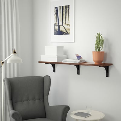 BERGSHULT Shelf, walnut effect, 47 1/4x11 3/4 "