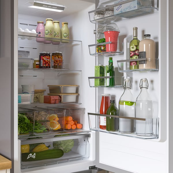 BERGSNÄS Bottom-freezer refrigerator, stainless steel color, 11 cu.ft