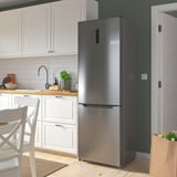 BERGSNÄS Bottom-freezer refrigerator, stainless steel color, 11 cu.ft