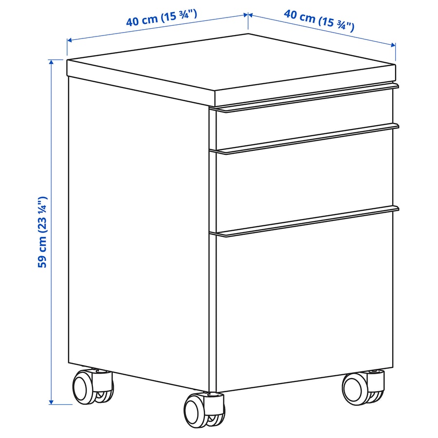 BESTÅ BURS drawer unit on casters, high gloss white, 40x40 cm (153