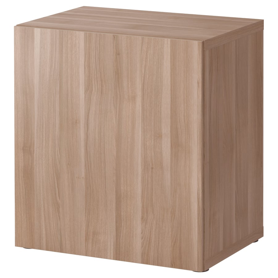 BESTÅ shelf unit with door, walnut effect light gray/Lappviken walnut effect light gray