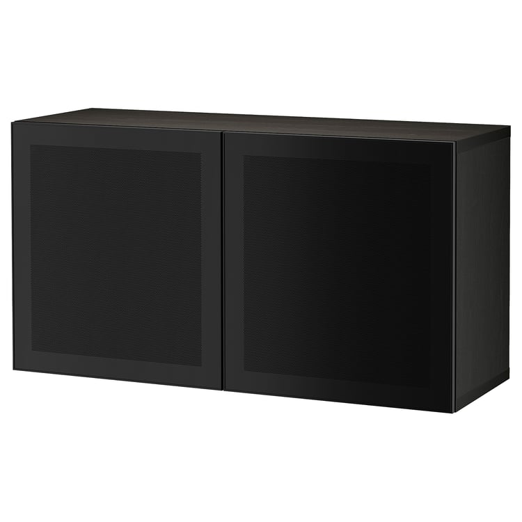 BESTÅ shelf unit with doors, blackbrown/Mörtviken black, 120x42x64 cm