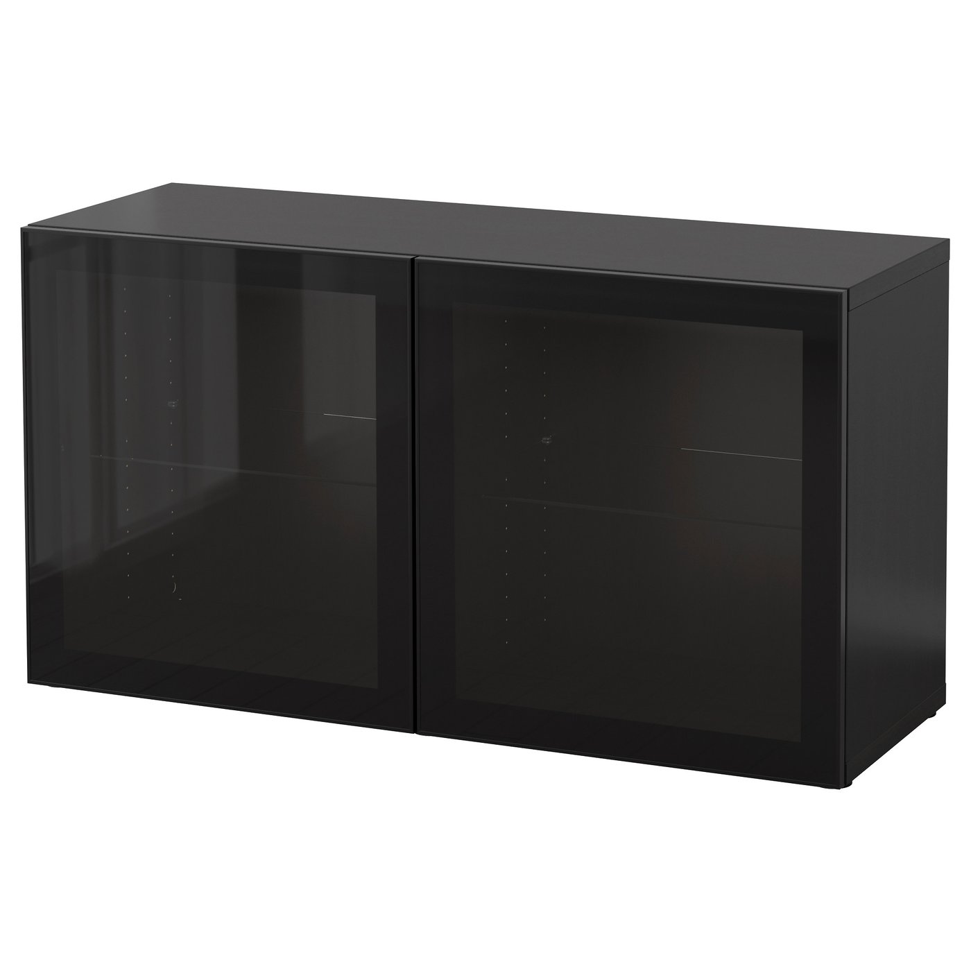 BESTÅ shelf unit with glass doors, black-brown/Glassvik black
