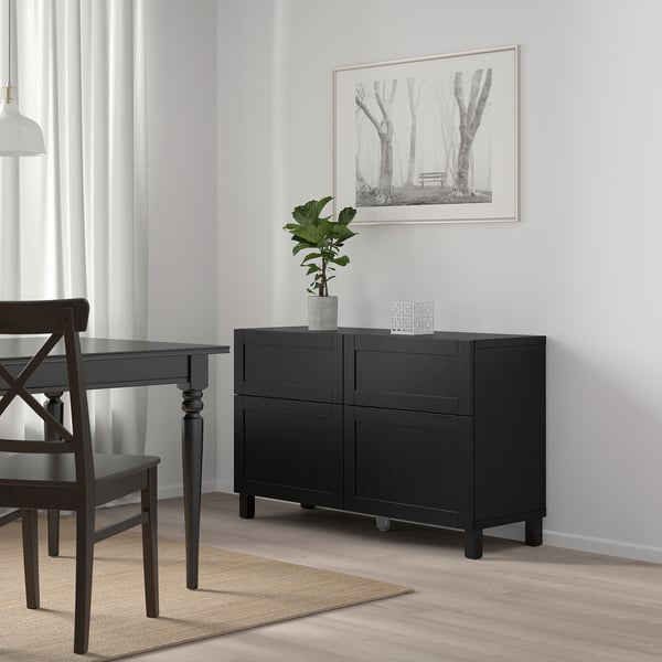 BESTÅ Storage combination w doors/drawers, black-brown/Hanviken/Stubbarp black-brown, 47 1/4x16 1/2x29 1/8 "