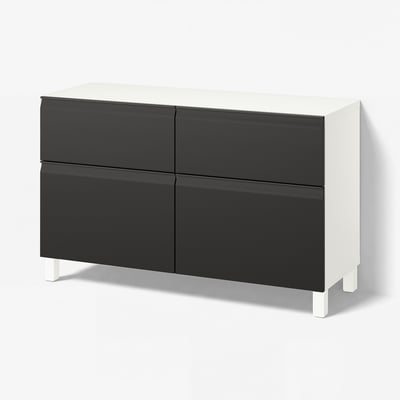 BESTÅ Storage combination w doors/drawers, white Hammarsmed/Stubbarp/anthracite, 47 1/4x16 1/2x29 1/8 "