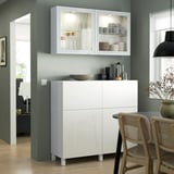 BESTÅ Storage combination w doors/drawers, white/Selsviken/Stubbarp high gloss/white clear glass, 47 1/4x16 1/2x83 7/8 "