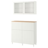 BESTÅ Storage combination w doors/drawers, white/Sutterviken/Kabbarp white clear glass, 47 1/4x16 1/2x94 1/2 "