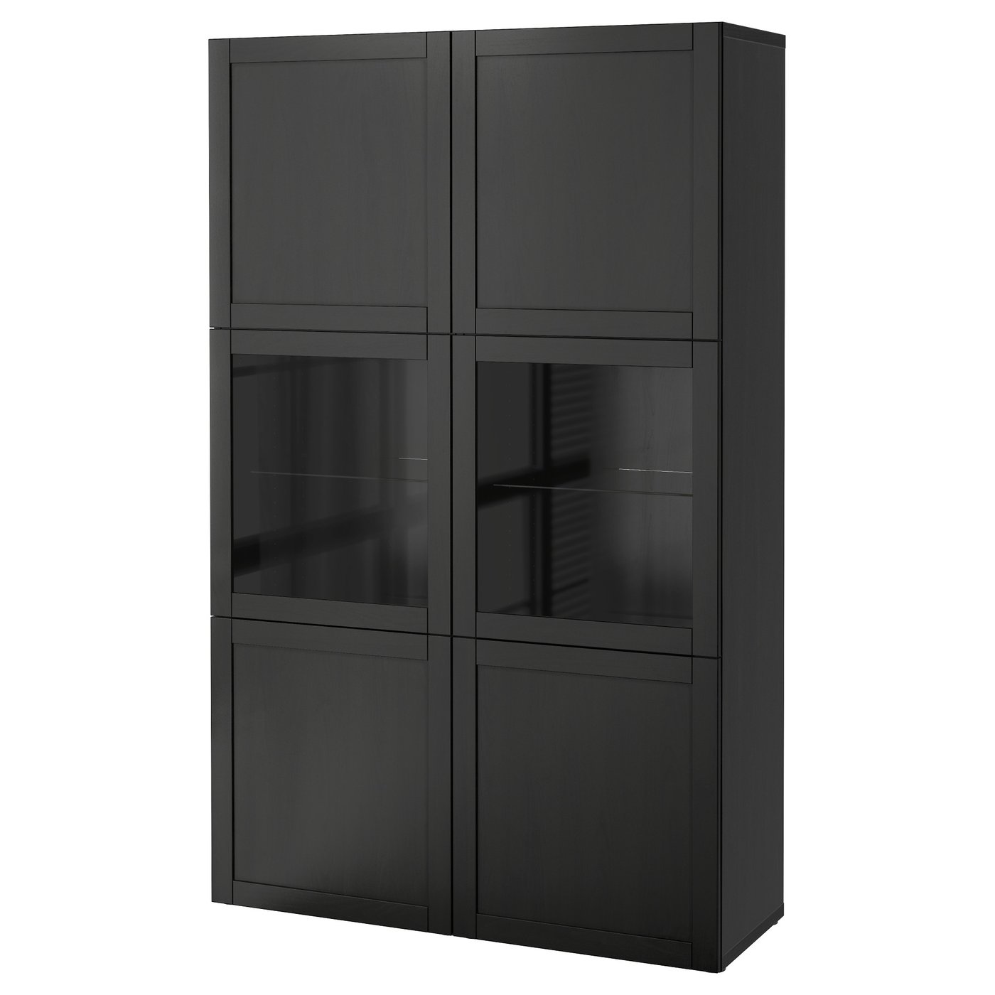 BESTÅ storage combination w/glass doors, black-brown Hanviken
