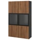 BESTÅ Storage combination w/glass doors, black-brown Lappviken/Sindvik walnut effect, 47 1/4x16 1/2x76 "