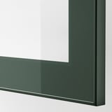 BESTÅ Storage combination w/glass doors, black-brown Selsviken/dark green, 23 5/8x16 1/2x76 "