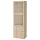 BESTÅ Storage combination w/glass doors, white stained oak effect/Lappviken wht stained oak effect clear glass, 23 5/8x16 1/2x76 "