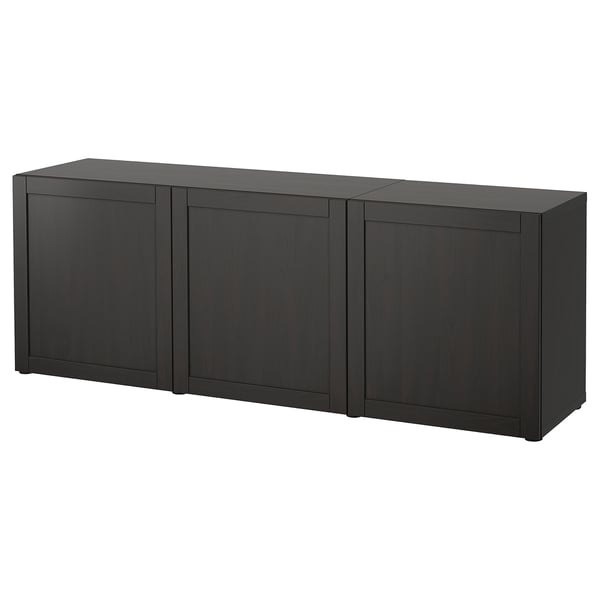 BESTÅ Storage combination with doors, black-brown/Hanviken black-brown, 70 7/8x16 1/2x25 5/8 "