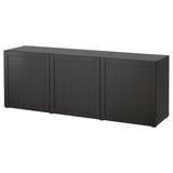 BESTÅ Storage combination with doors, black-brown/Hanviken black-brown, 70 7/8x16 1/2x25 5/8 "