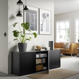 BESTÅ Storage combination with doors, black-brown/Hanviken black-brown, 70 7/8x16 1/2x25 5/8 "
