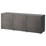 BESTÅ Storage combination with doors, black-brown Kallviken/dark gray concrete effect, 70 7/8x16 1/2x25 5/8 "