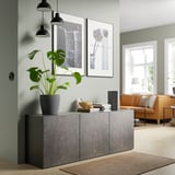BESTÅ Storage combination with doors, black-brown Kallviken/dark gray concrete effect, 70 7/8x16 1/2x25 5/8 "