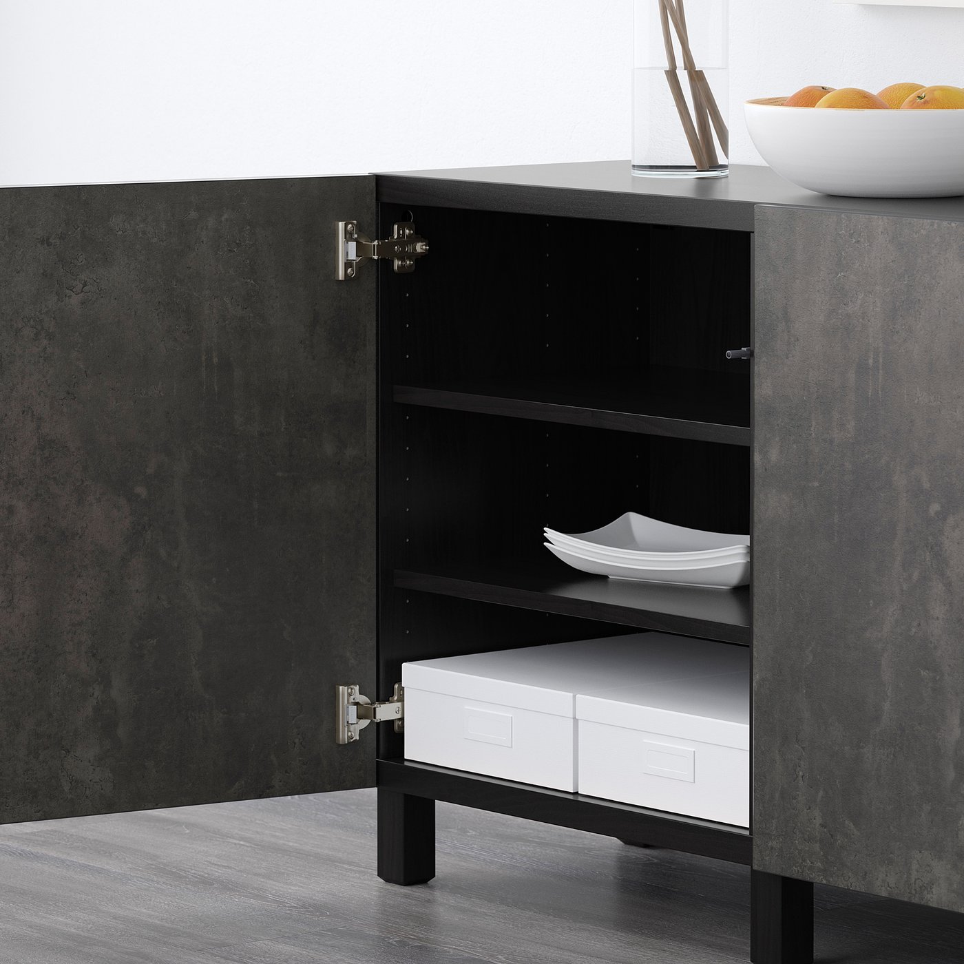BESTÅ storage combination with doors, black-brown Kallviken