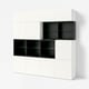 BESTÅ Storage combination with doors, black-brown/Lappviken white, 94 1/2x16 1/2x91 "