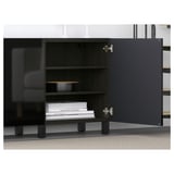 BESTÅ Storage combination with doors, black-brown/Selsviken/Stubbarp high-gloss/black, 70 7/8x16 1/2x29 1/8 "